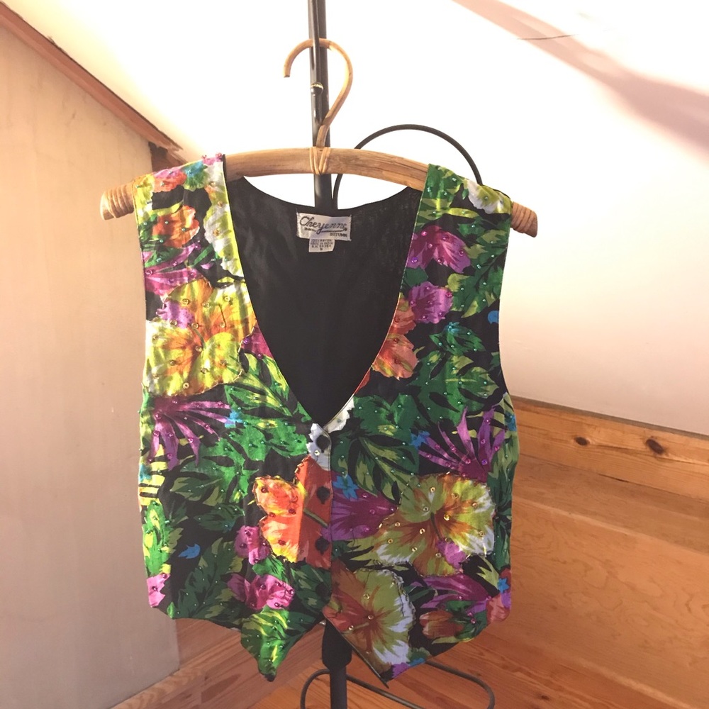 Cheyenne Autumn Floral Beaded Costume Vest, GUC, S